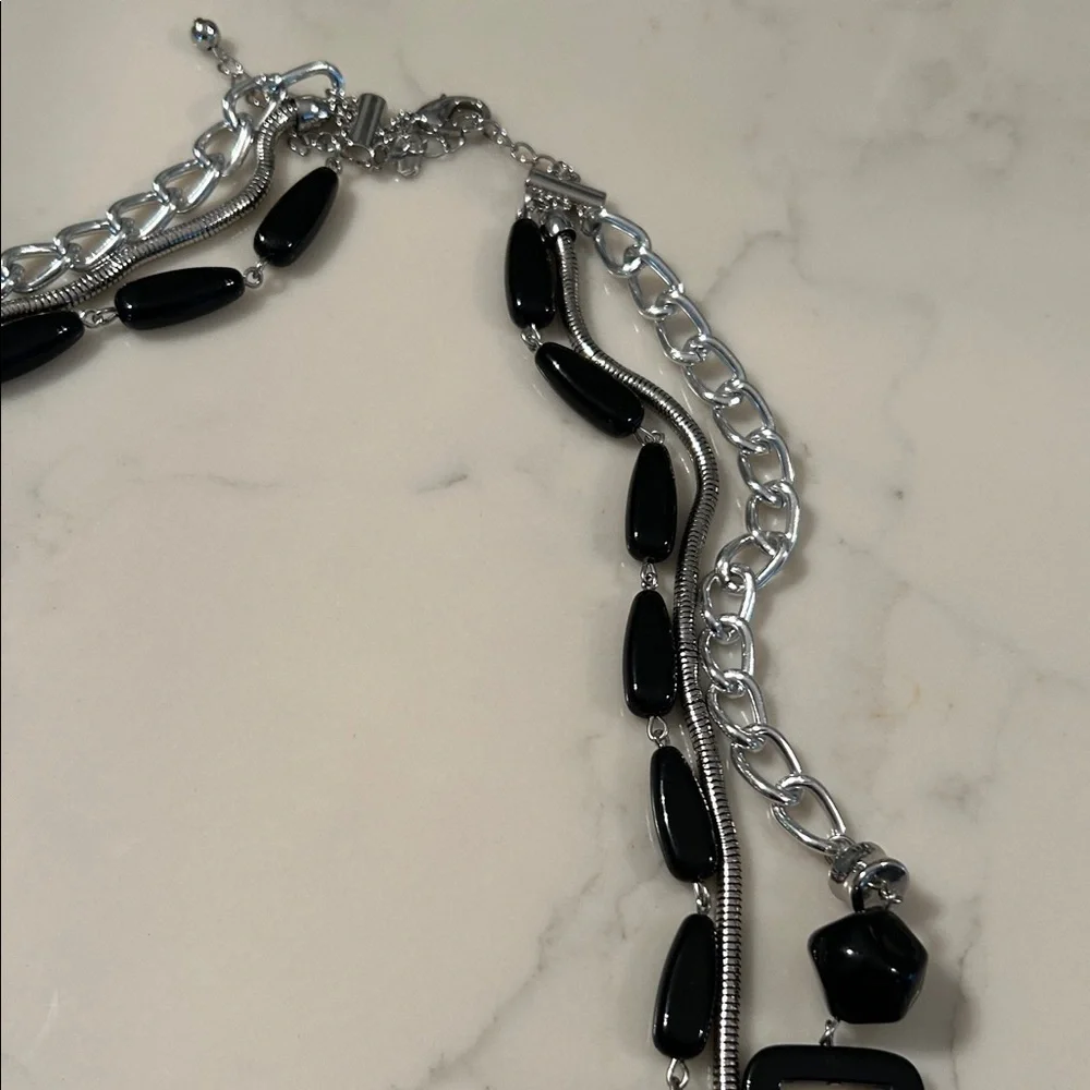 Chico's Black and Silver Multi-Strand Necklace